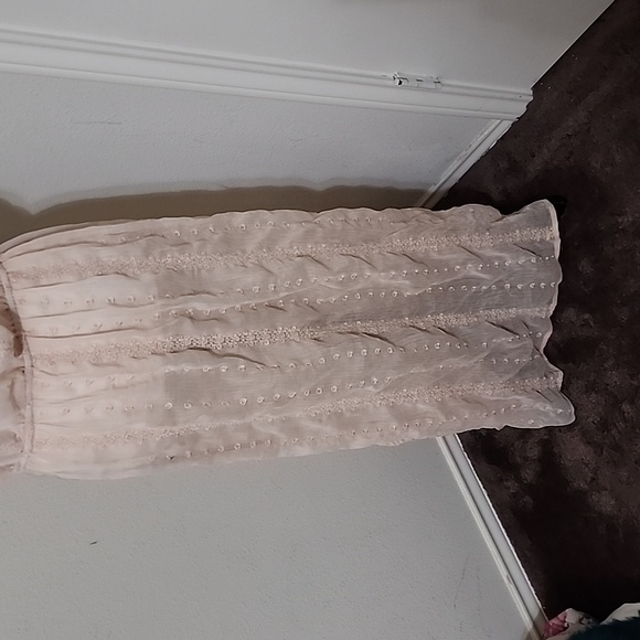 "ARCHEOLOGIE" PEACH SHEER EMBROIDERED MAXI TUNIC TOP SZ UK 12 (US 8) - Picture 7 of 10